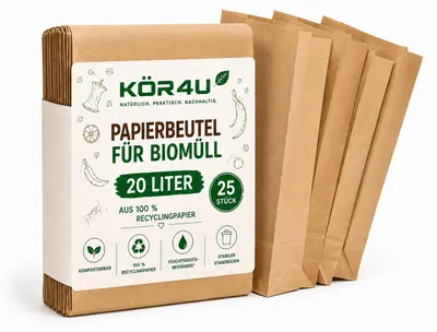 Produktbild von kör4u Papier Müllbeutel 10 Liter 100 Stück, KI-generiertes Bild