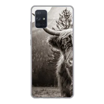Produktbild von MuchoWow® Handyhülle Schutzhülle Hülle für Samsung Galaxy A71 Scottish Highlander - Stier - Schwarz - Weiß Silikon Softcase Handy Hülle - Kartenbesitzer