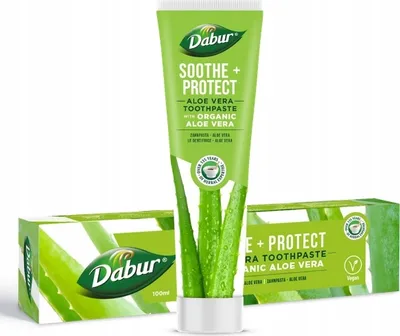 Immagine prodotto di Dabur Aloe Vera Organic Toothpaste 100g - Previene la carie in modo naturale con estratti di erbe - Arricchito con Aloe Vera Biologica