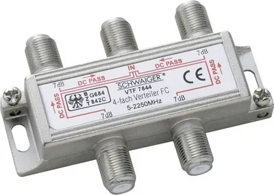 Produktbild von Schwaiger VTF7844 531, Kabelsplitter, 5 - 2250 MHz, Silber, 1 Stück(e), 76 mm, 58 mm