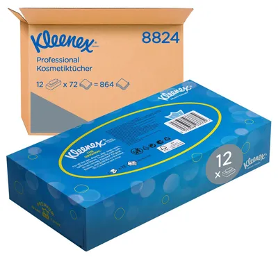 Produktbild von Kleenex Kosmetiktücher 8824, 3-lagig, weiß, Kosmetiktücher Box 12x72