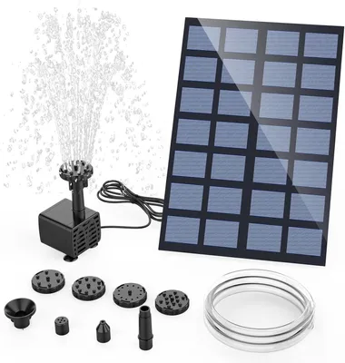 Produktbild von 2,5-W-Solarbrunnen – 6 Düsen – Vogeltränke/Teich/Pool/Terrasse – Gartendekoration