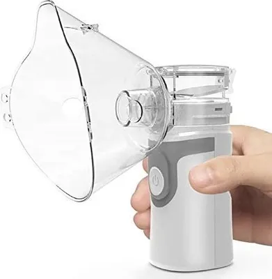 Obrázek produktu pro Automatické parní inhalátory Mini ultrazvukový zvlhčovač vzduchu Mesh Vaporizer s maskami a náustky Inhalátor (šedý)