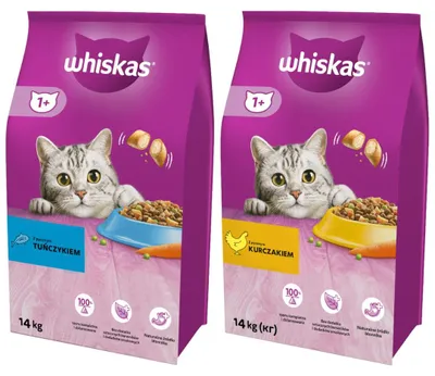 Produktbild von Whiskas Adult 14kg Huhn + 14kg Thunfisch Trockenfutter für Katzen 2x14kg