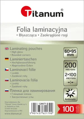 Produktbild von Laminierfolie 60x95mm 100 Stück 100 mic Titanum