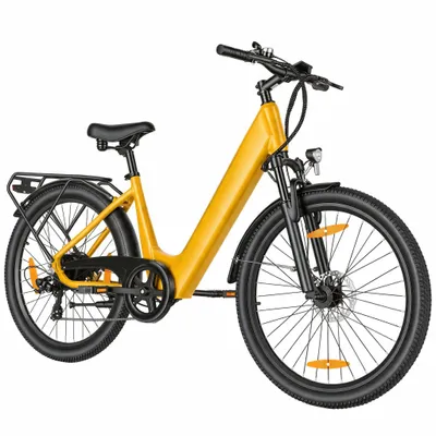 Produktbild von 26 Zoll E-Bike Damen Herren Citybike 36V 10.4Ah 50Nm 25km/h 7-Gang Schaltung Alu LCD Hollandrad Elektrofahrrad Pedelec,Gelb