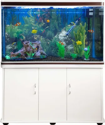 Immagine prodotto di Monstershop Set completo per acquario per principianti con mobile di base abbinato, ghiaia e fondale per acquario inclusi – 43,5 cm (A) x 120,5 cm (L) x 39 cm (P) – bianco