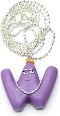 Produktbild von W Barbapapa Kette 80cm Miniblings Anhänger Buchstabe Initiale Barbamama Lila