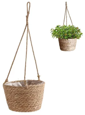 Productafbeelding van Handgeweven plantenbak, hangpot, mand, natuurlijke plantenmand