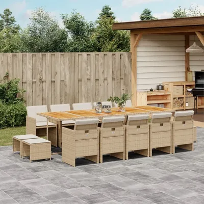 Image de Maison Exclusive - Ensemble à manger de jardin et coussins 15 pcs beige