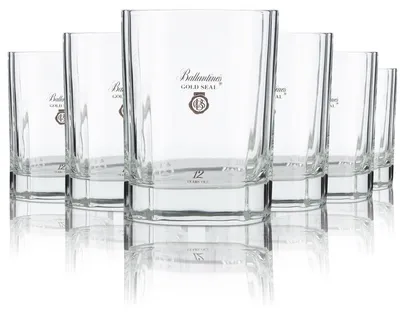 Produktbild von 6x Ballantines 0,27l Massive Whisky TumblerGläser Set Reliefschliff Gold Seal