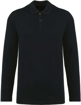 Produktbild von Kariban Premium Herren Polo-Shirt Poloshirt Basic Langarm Polohemd Shirt, Größe:S, Farbe:Schwarz