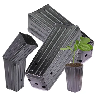 Productafbeelding van Hoge Plantenpot van Plastic, Zwart, Voor Binnen en Buiten