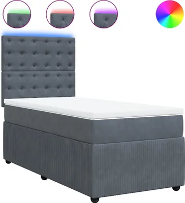 Produktbild von vidaXL Boxspringbett mit Matratze Dunkelgrau 90x200 cm Samt