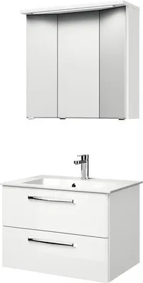 Produktbild von Pelipal Badmöbel-Set Kumba BxHxT 77 x 200 x 50 cm Frontfarbe weiß hochglanz mit Mineralguss-Waschtisch weiß 99.77012109
