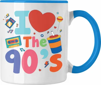 Produktbild von Trendation - I Love The 90's 90er Jahre Tasse Geschenk Neunziger Geschenkidee Party (Blau)