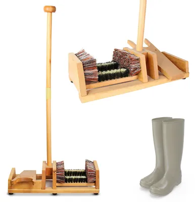 Immagine prodotto di Spazzola per scarpe con 4 setole e lungo manico in legno