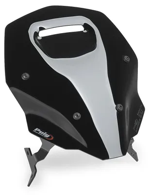 Zdjęcie produktu dla Wiatroszytna Puig, czarna, model Touring, wymiary 310 x 263 mm, z certyfikatem ABE, przeznaczona do motocykli Yamaha MT-07, modele 2025-2026