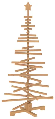 Image de vidaXL Arbre de Noël en bois KOTKA, 150 cm, en bois de pin massif