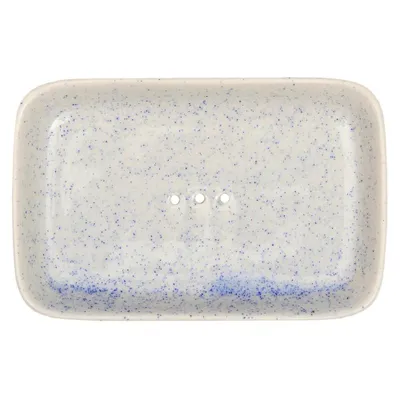 Produktbild von Keramik Seifenschale Rustic - eckig blau