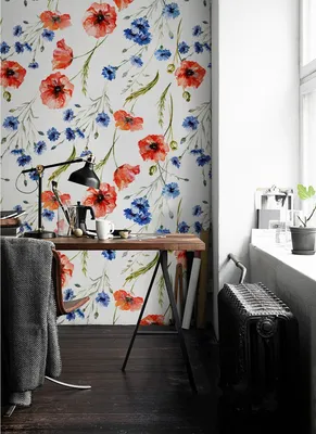 Produktbild von Coloray Fototapete 250x250 cm Latextapete Magicstick - Vintageful Poppies Peel Stick
