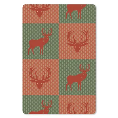 Produktbild von MuchoWow® Mauspad Mousepad Muster - Hirsche - Grün - Rot 40x60 cm - Mousepads - Maus Mat - Pad - Mausunterlage - Schreibtisch Accesoire