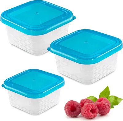 Produktbild von 3X plastová sada nádob na potraviny Square Blue