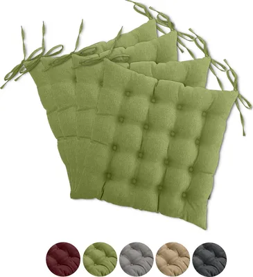 Produktbild von WOMETO sada 4 vankúšov na sedenie stoličky 40x40 cm - zelená tráva zelený vankúš na sedenie vankúš na sedenie s popruhmi