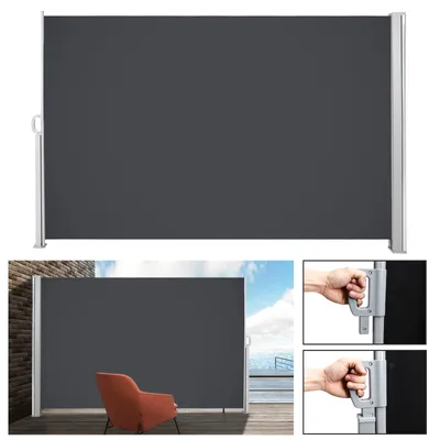 Image de Jopassy Marquise latérale extensible en aluminium Marquise de jardin Protection solaire Protection contre la pluie 140x300 Gris