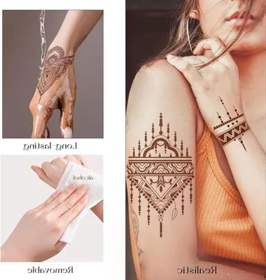 Nachhaltige Mandala Blumen Tattoo Aufkleber - 16 Blätter mit Fake Tattoos für Hand, Arm und Hals - Perfekt für Festivals und