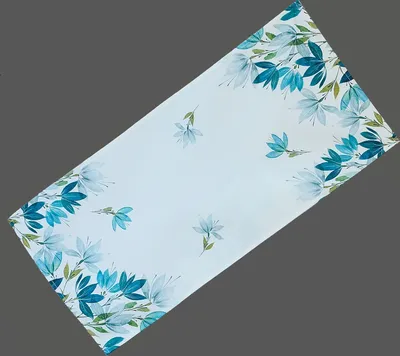 Produktbild von Tischwäsche mit Druck Blätterregen auqa/weiß 40 x 85 cm