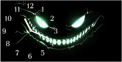 Produktbild von Wanduhr aus Glas mit Motiv Grinsendes Gesicht- 60 x 30 cm - inkl. Aufhängesystem