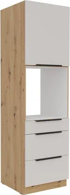 Produktbild von Einbau-Backofenschrank mit Schubladen NICOLLA – Breite 60 cm, Kaschmir/Eiche (handwerklich gefertigt)