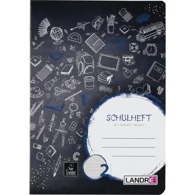 Produktbild von LANDRÉ Schulheft A5, 16 Blatt, 80 g/m², Lineatur 2 (für alle Ausgangsschriften)