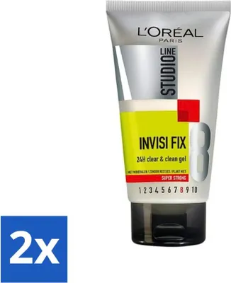 Obrázok produktu pre L'Oréal Studio Line Invisi Fix 24H Clear & Clean Gel Super Strong 150 ml - hodnotné balenie - 2 kusy
