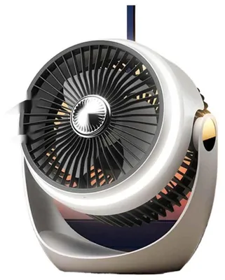 Produktbild von USB Tischventilator - Schreibtischventilator - USB 5V - Tragbar - Leise - 3 Stufen - Oszillierend - Nachtlicht - Weiß