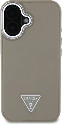 Produktbild von Guess Hülle für iPhone 16 Hardcase Grained Triangle Braun Schutzhülle