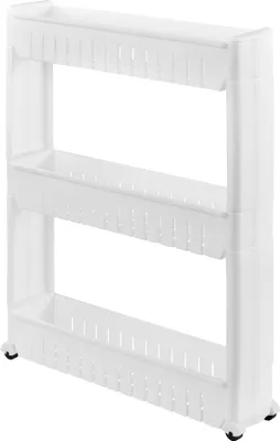 Produktbild von [cs.casa]® Pojízdná police - Bílá - 72 x 12 x 54,5 cm - Kuchyňský regál Kuchyňský vozík Pojízdná police na vozíku do niky