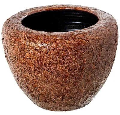 Produktbild von DRW Runder Blumentopf aus Keramik, Braun, 30 x 40 x 40 cm