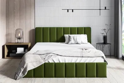 Produktbild von BETTSO Doppelbett Polsterbett Bett mit Kopfstütze und Bettkasten NINA 180 x 200 cm Grün Hellgrün