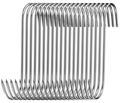 20 Edelstahl-S-Haken, 15 cm, 3 mm, für Fleisch & Fisch