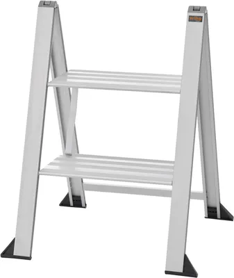 Klappleiter 2 Stufen, Aluminium, 480 mm hoch, 150 kg, 35 mm breit