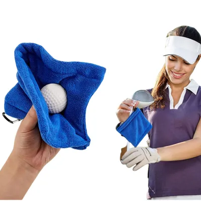 Zdjęcie produktu dla INF Ręcznik do czyszczenia piłek golfowych | Mikrofibra z waflowym wzorem Niebieski