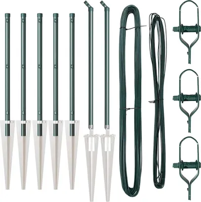 Image de vidaXL Poteaux de clôture 7 pcs vert acier