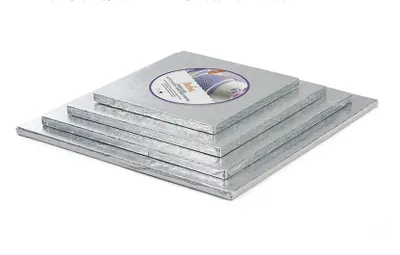 Produktbild von Sweetfanaberia | Tortenträger Quadrat 25 x 25 cm - Silber- Stabil und dekorativ - Ideal für mehrstöckige Torten