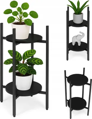 Produktbild von Stehender Blumenständer für Blumendekorationen 2 Ablagen Schwarz