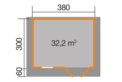 Produktbild von WEKA 111.3830.10.00 Premium Gartenhaus/Blockbohlenhaus Kempten 2 mit Vordach (60 cm)/Doppeltür/Einzelfenster ; Größe: 2 ; Farbgebung: Naturbelassen ; Wandstärke: 28 mm ; Maße (LxBxH): 360 cm x 380 cm x 262 cm ; Seitenwandhöhe: 210 cm