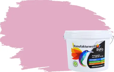Produktbild von RyFo Colors Bunte Wandfarbe Manufakturweiß Babyrosa 3l - weitere Violett Farbtöne und Größen erhältlich, Deckkraft Klasse 1, Nassabrieb Klasse 1