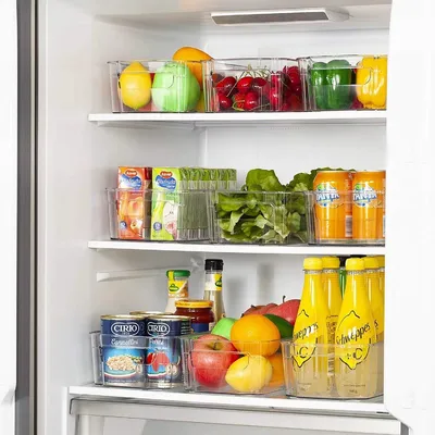 Productafbeelding van JustValue Koelkast Organizer - Set van 8 - Koelkast Bakjes - Transparant - Stapelbaar - Voorraadkast Organizer