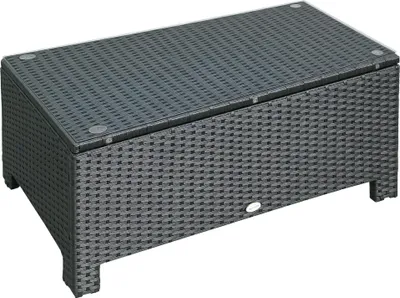 Produktbild von Garten Beistelltisch Couchtisch Gartentisch Balkontisch Polyrattan Schwarz 85 x 50 x 39 cm